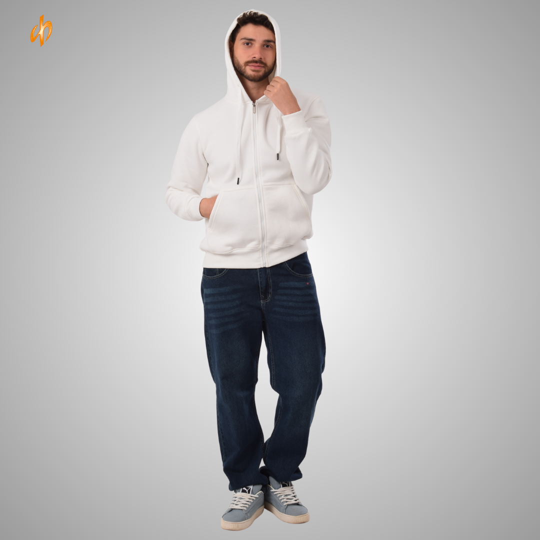Sweatshirt Zip-Up Hoodie White