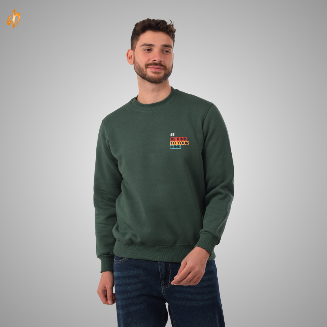 Sweatshirt Round Olive Be Kind