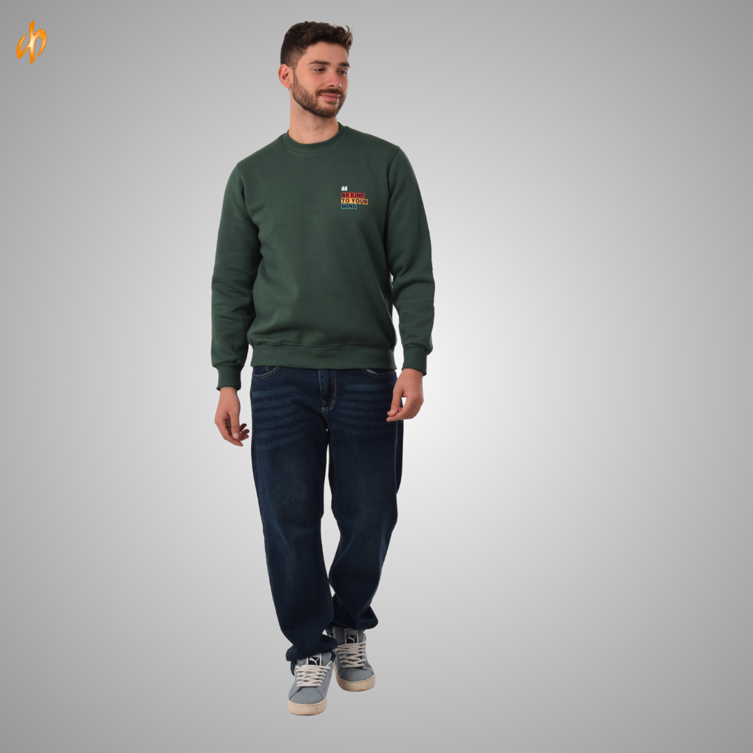 Sweatshirt Round Olive Be Kind