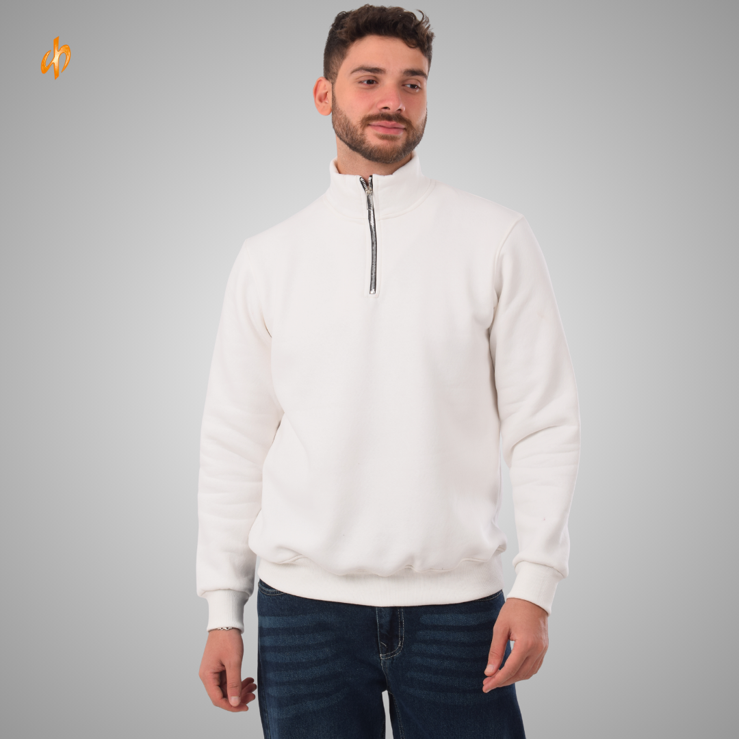 Sweatshirt Half-Zip White