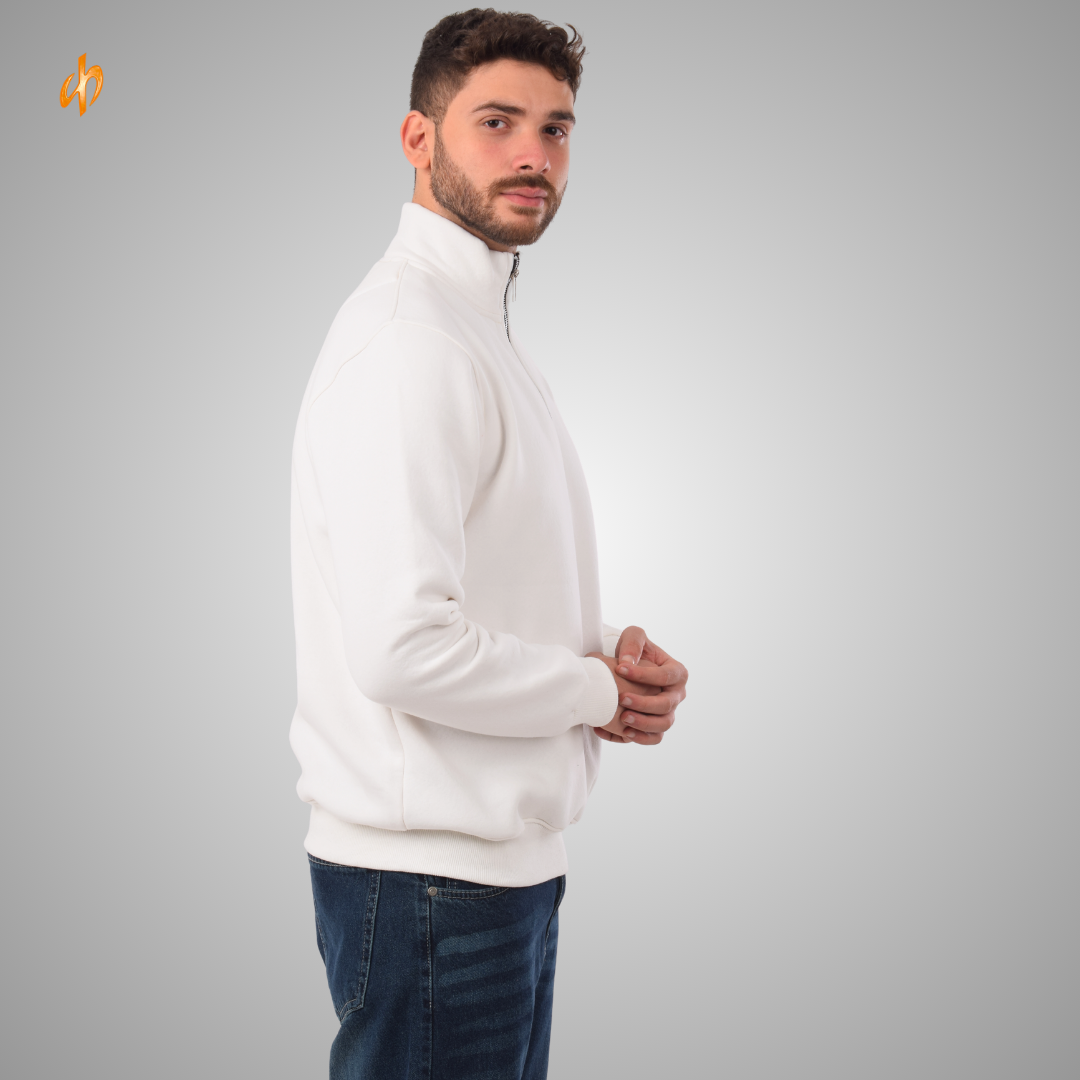 Sweatshirt Half-Zip White