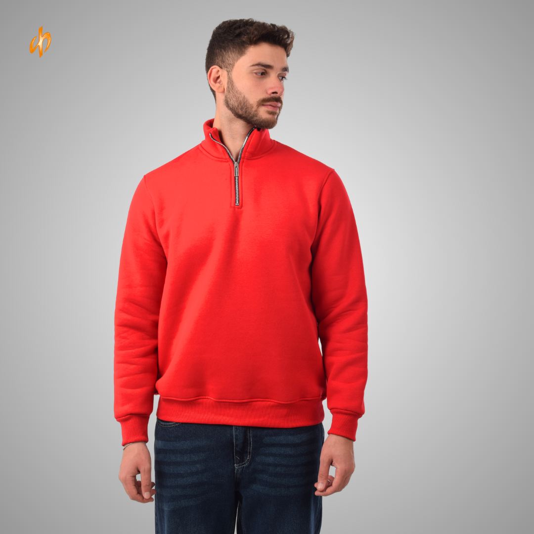 Sweatshirt Half-Zip Red