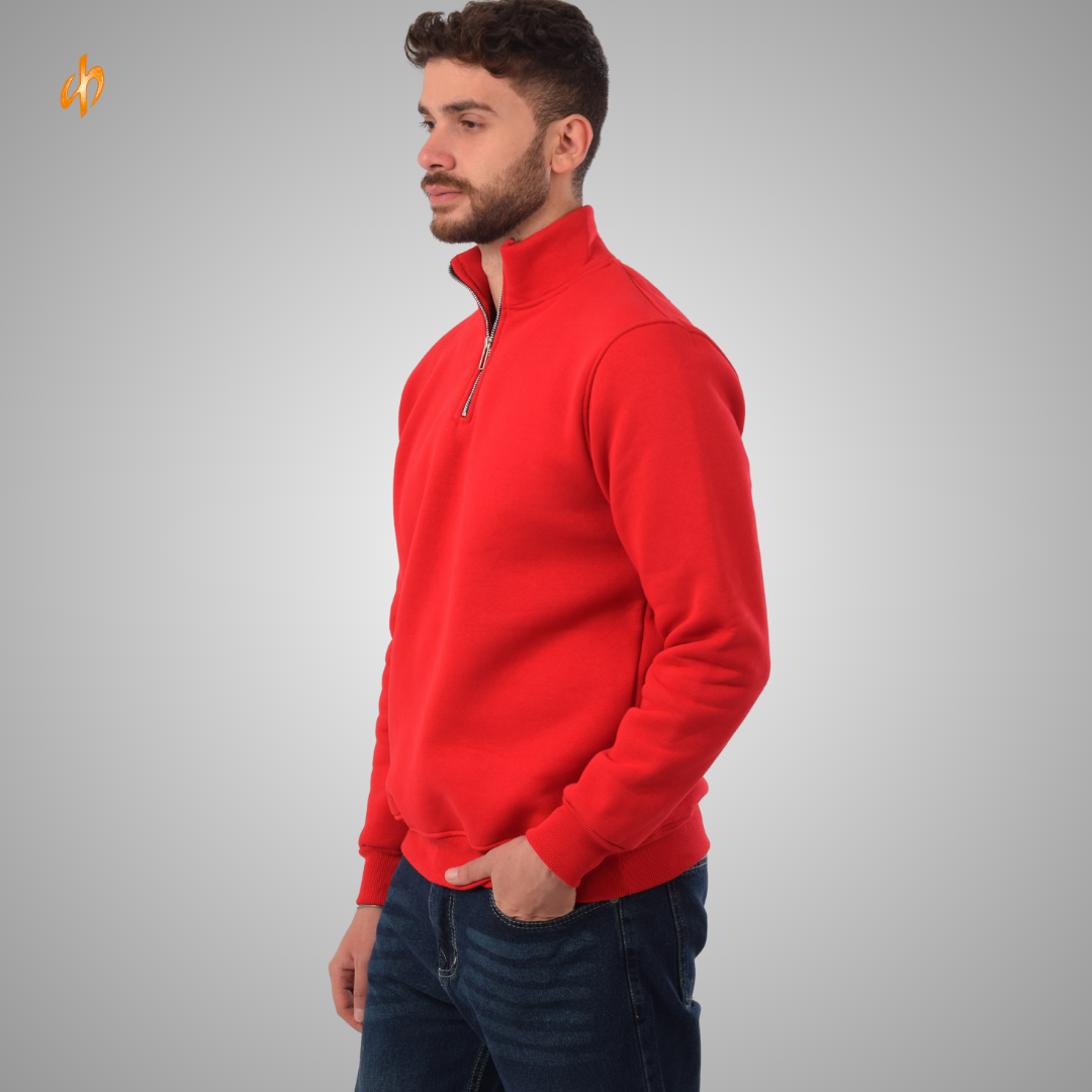 Sweatshirt Half-Zip Red