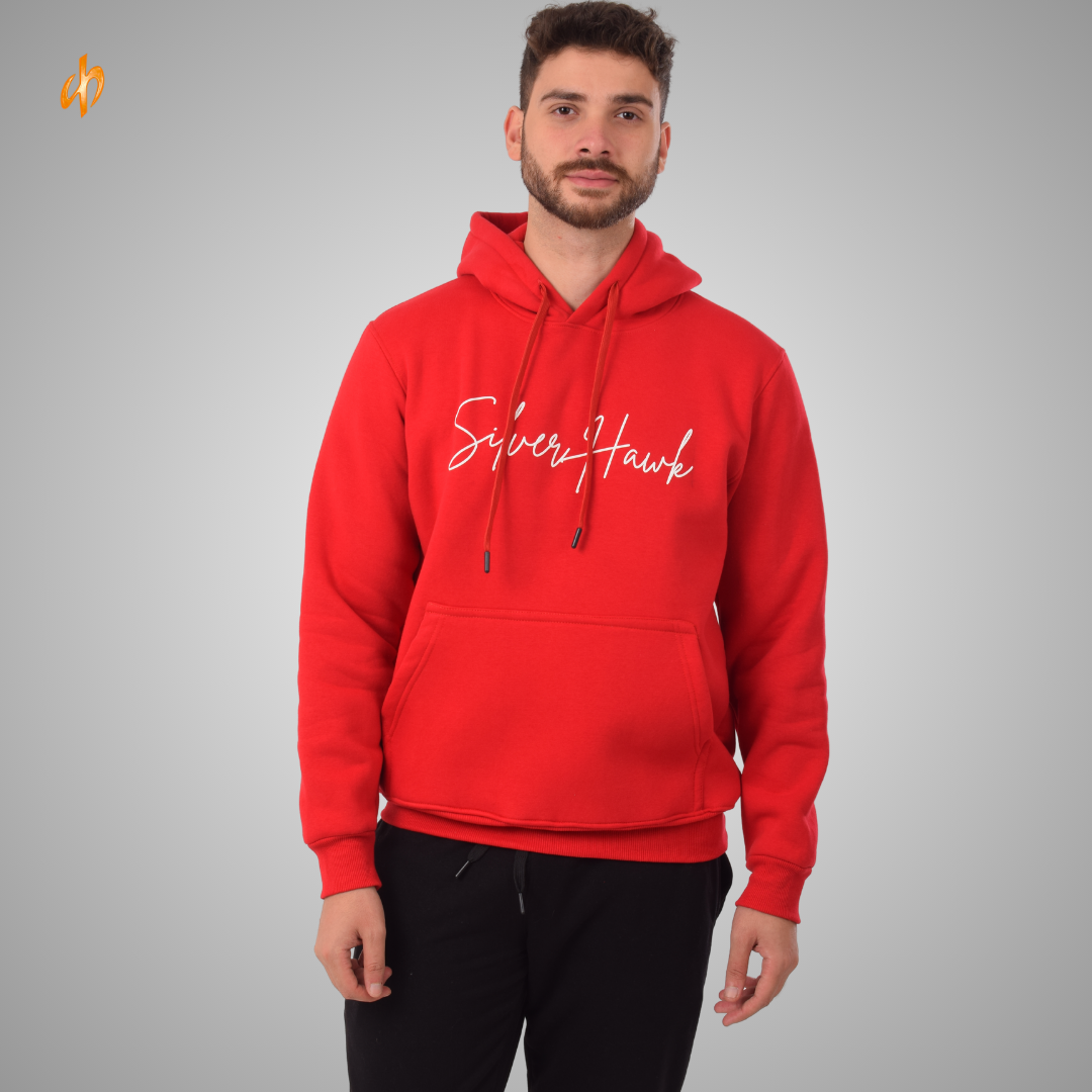 Sweatshirt Hoodie Red Silver Hawk
