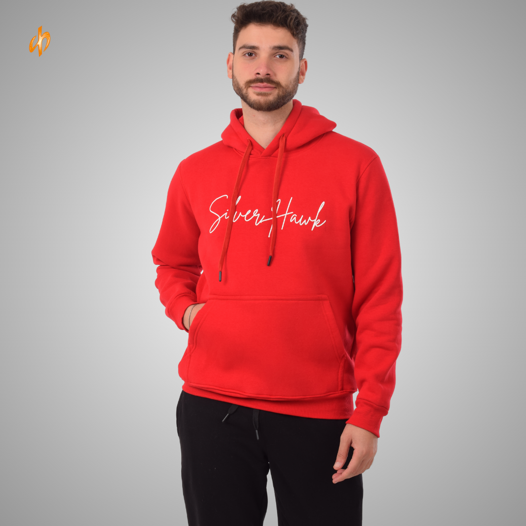 Sweatshirt Hoodie Red Silver Hawk