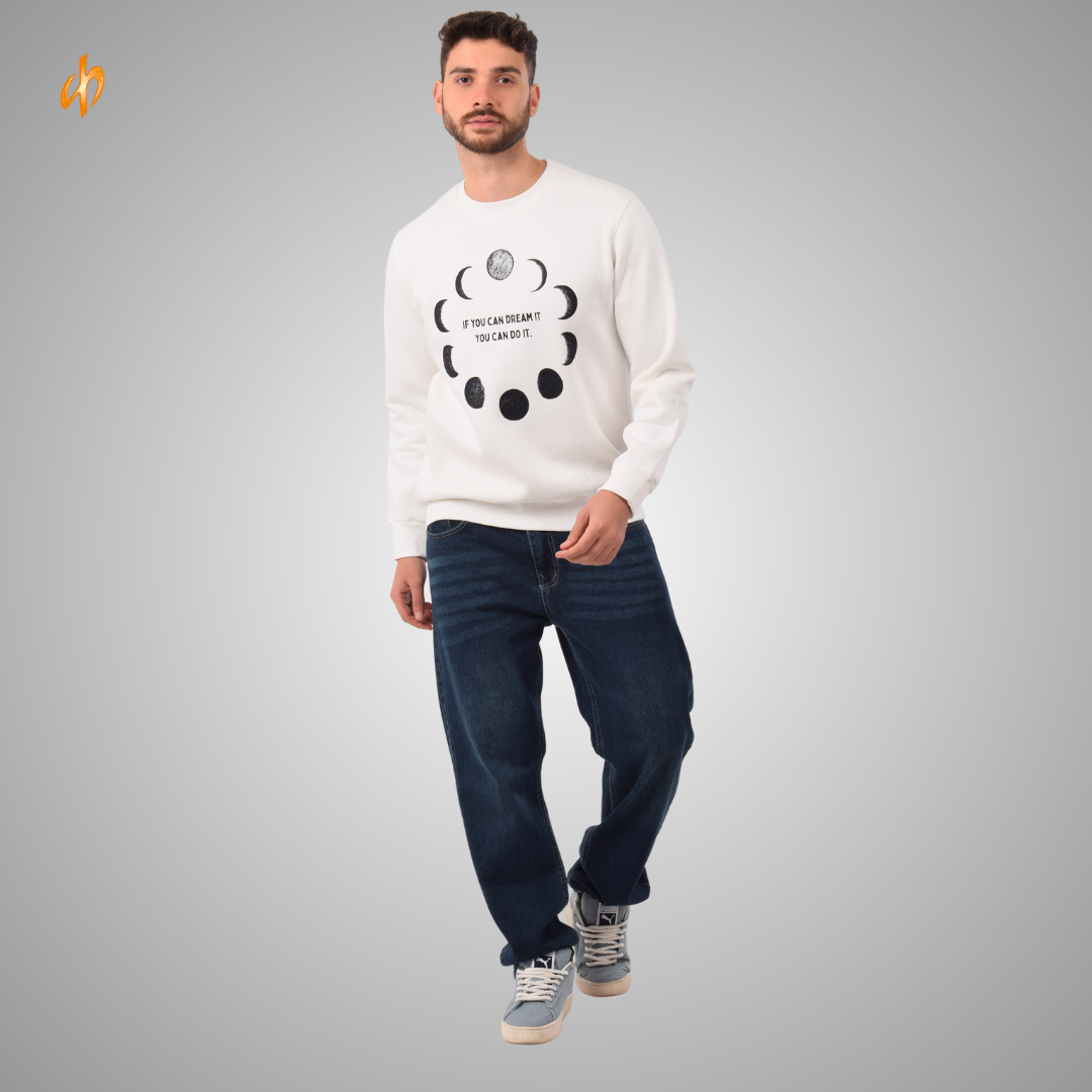 Sweatshirt Round White Moon