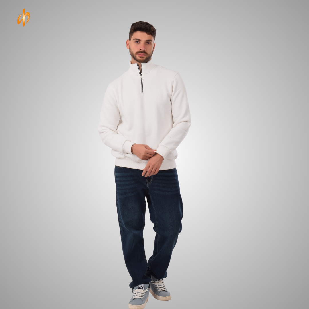 Sweatshirt Half-Zip White