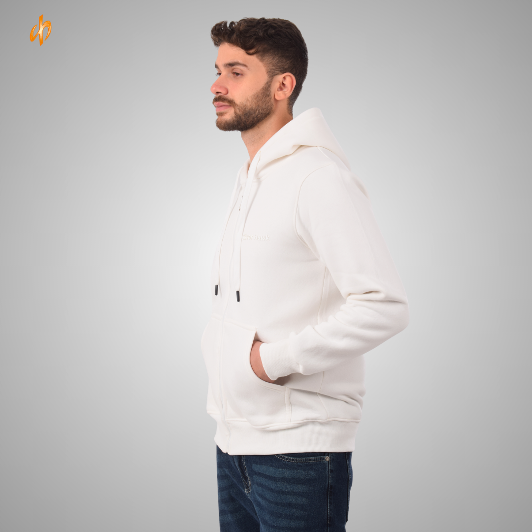Sweatshirt Zip-Up Hoodie White silver Hawk