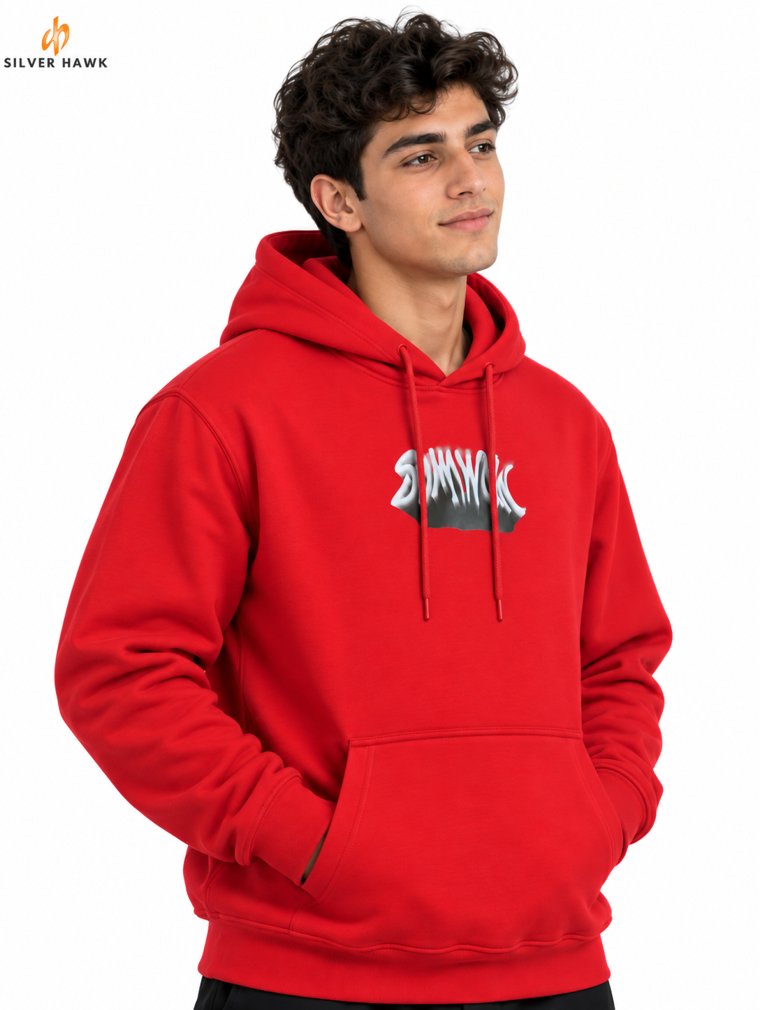 Sweatshirt Hoodie Red Silver Hawk