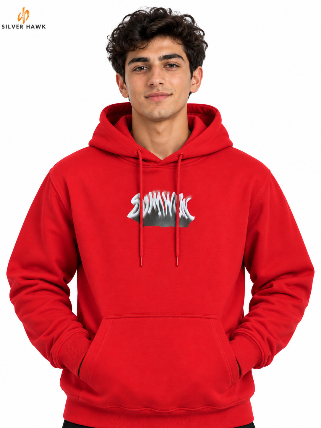 Sweatshirt Hoodie Red Silver Hawk