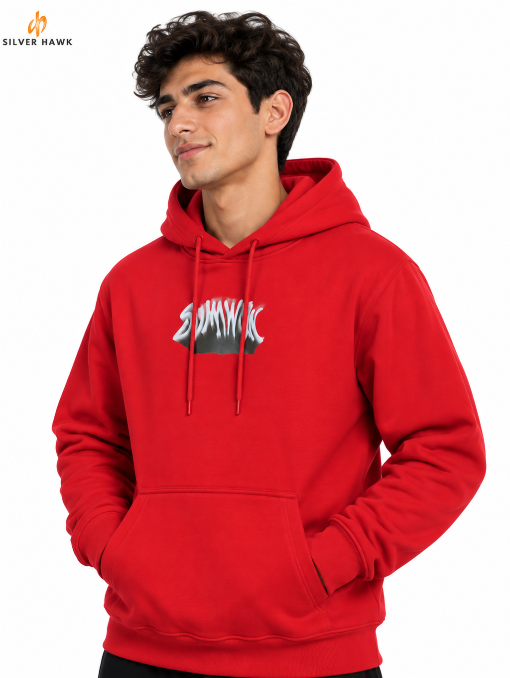 Sweatshirt Hoodie Red Silver Hawk