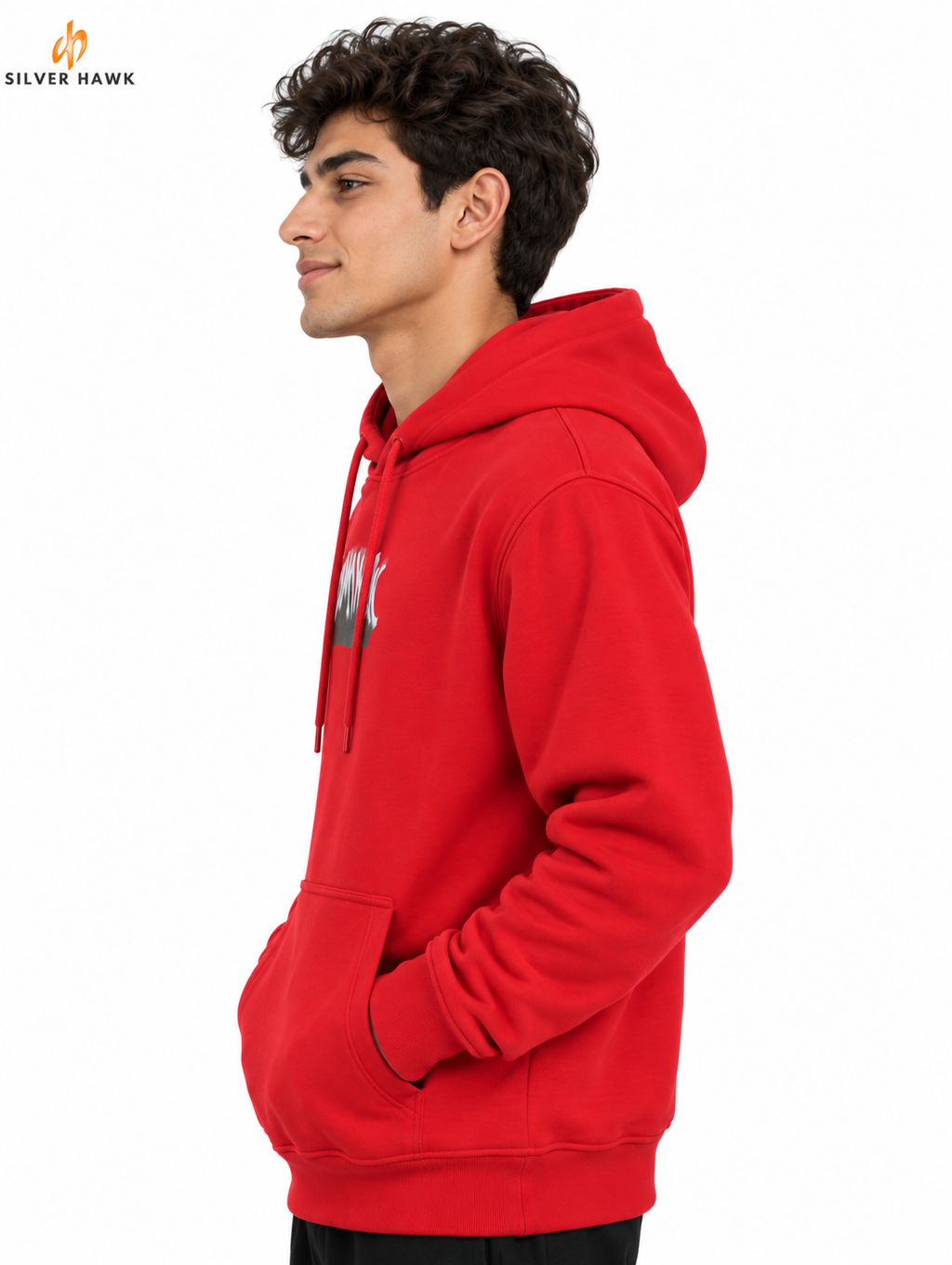 Sweatshirt Hoodie Red Silver Hawk