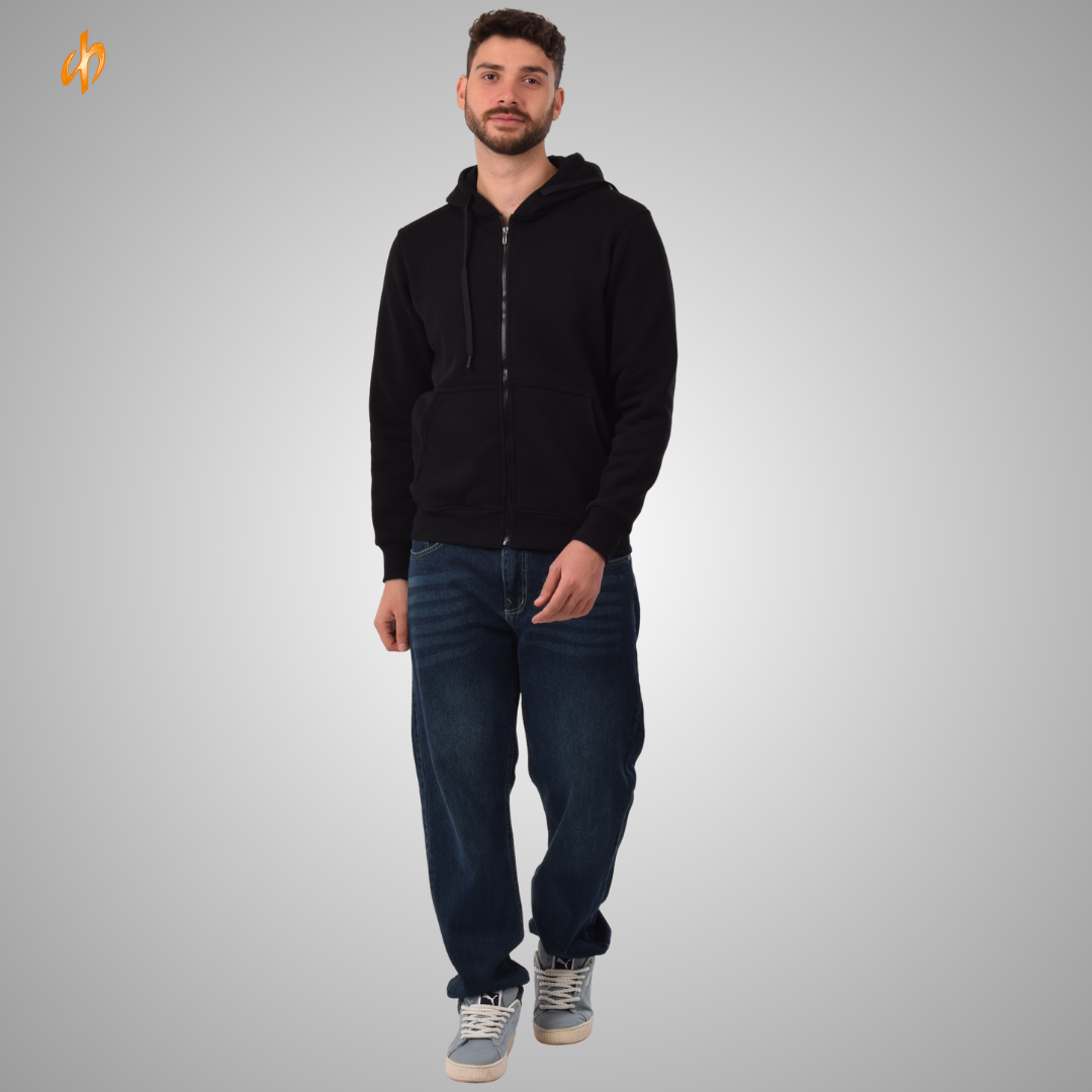 Sweatshirt Zip-Up Hoodie Black