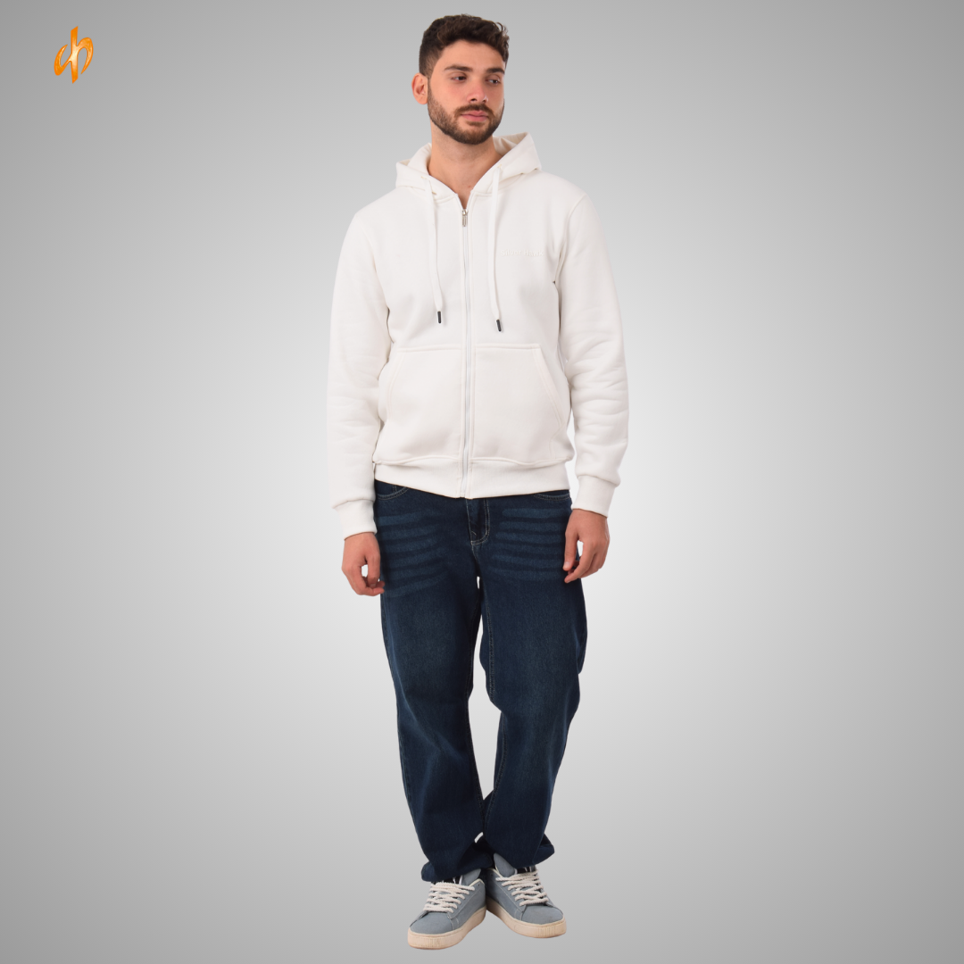 Sweatshirt Zip-Up Hoodie White silver Hawk