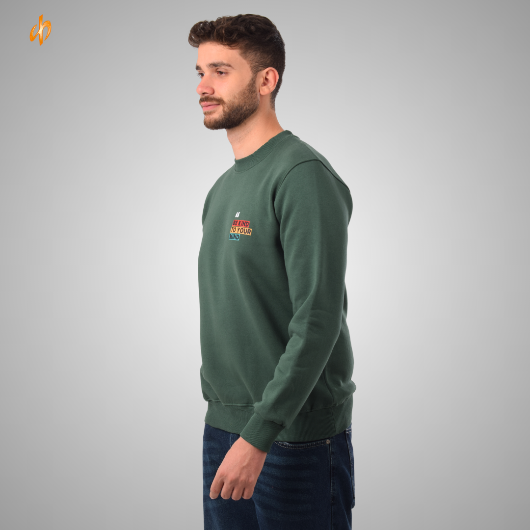 Sweatshirt Round Olive Be Kind