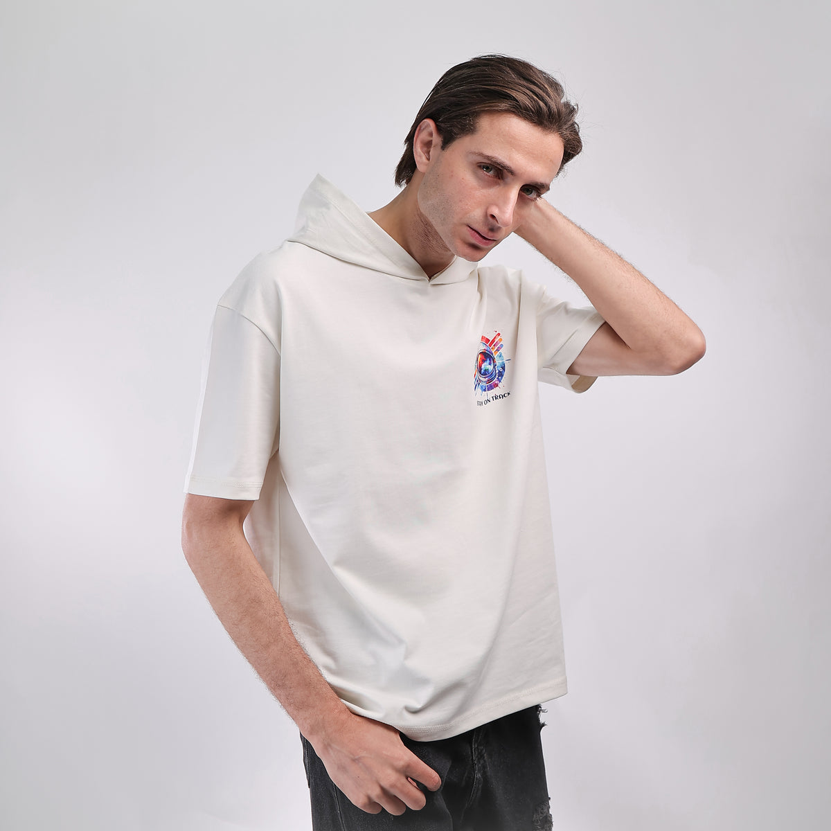 Hooded T-shirt White Stay On Track
