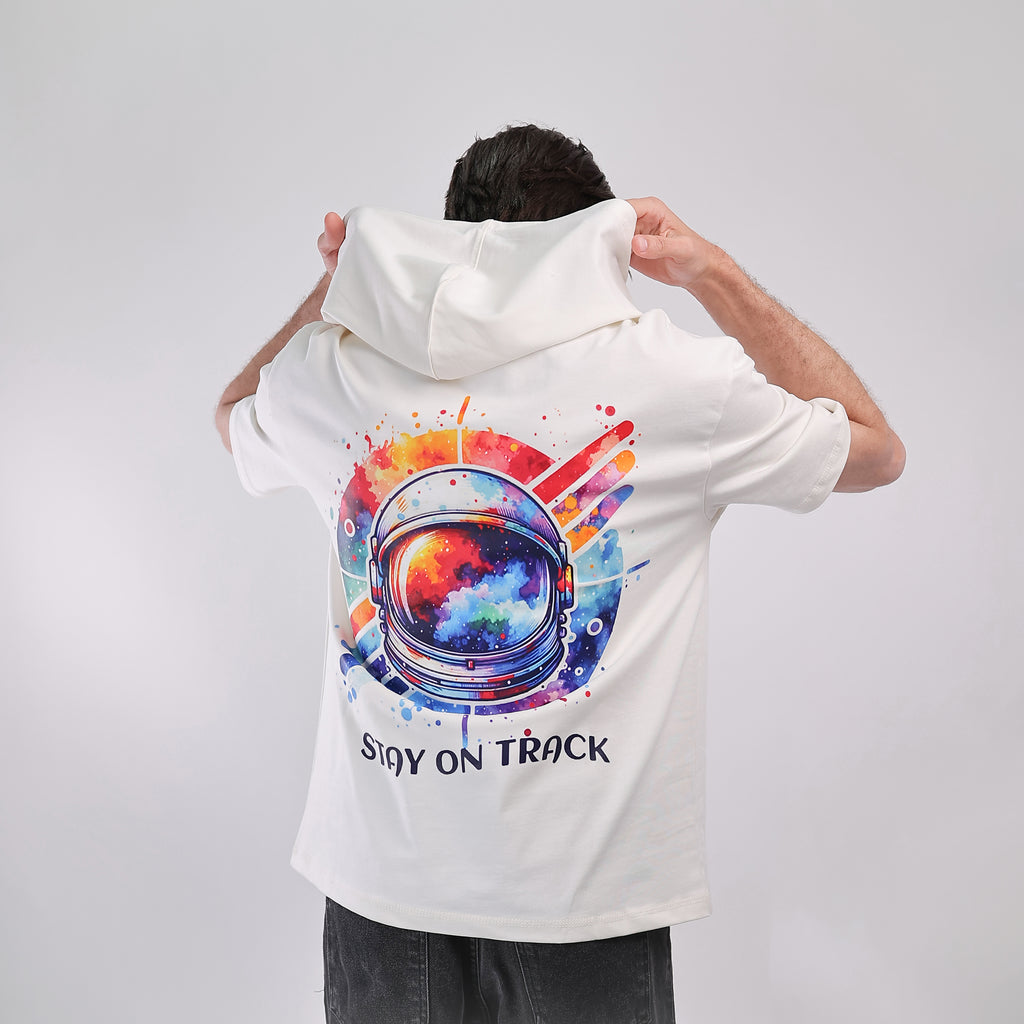 Hooded T-shirt White Stay On Track