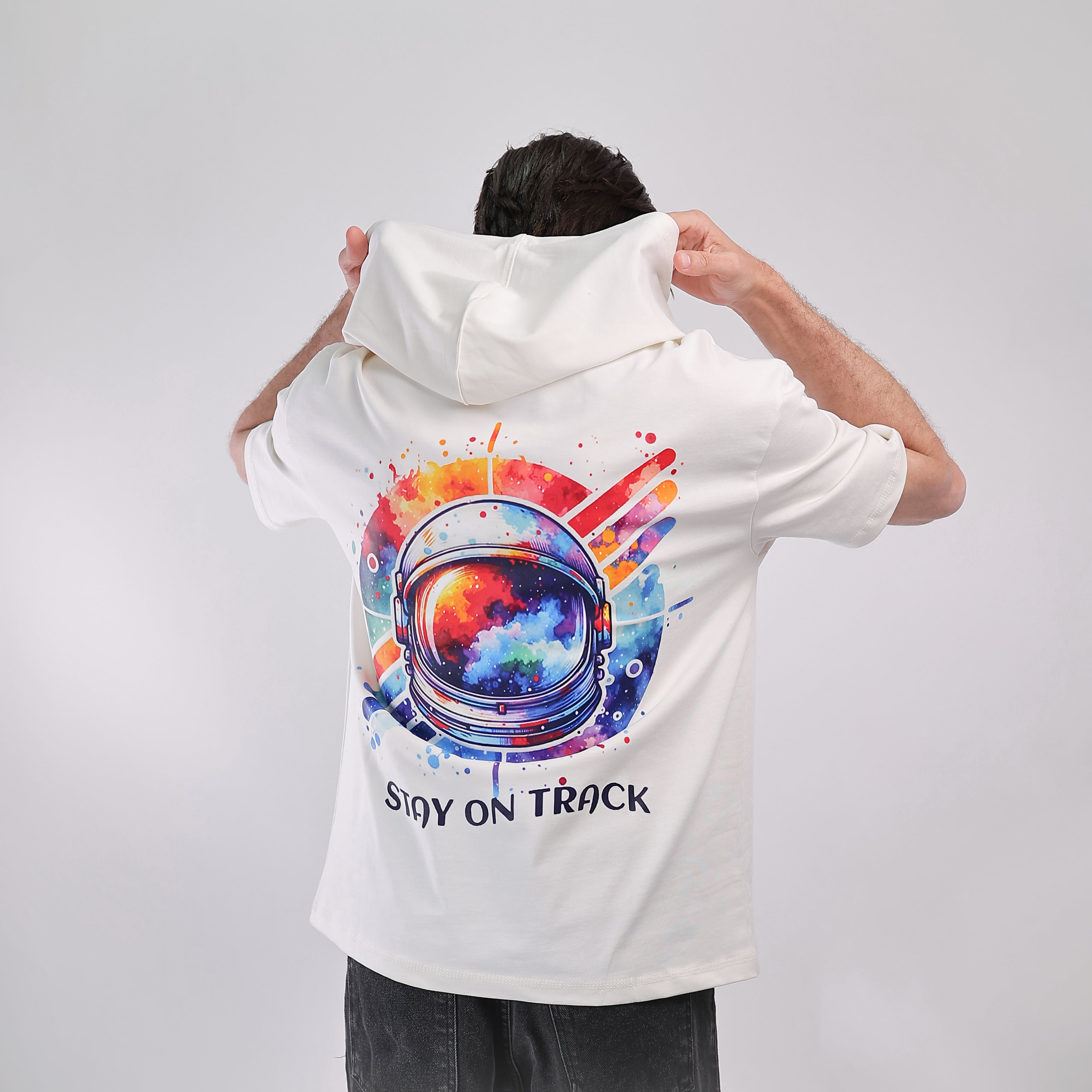 Hooded T-shirt White Stay On Track