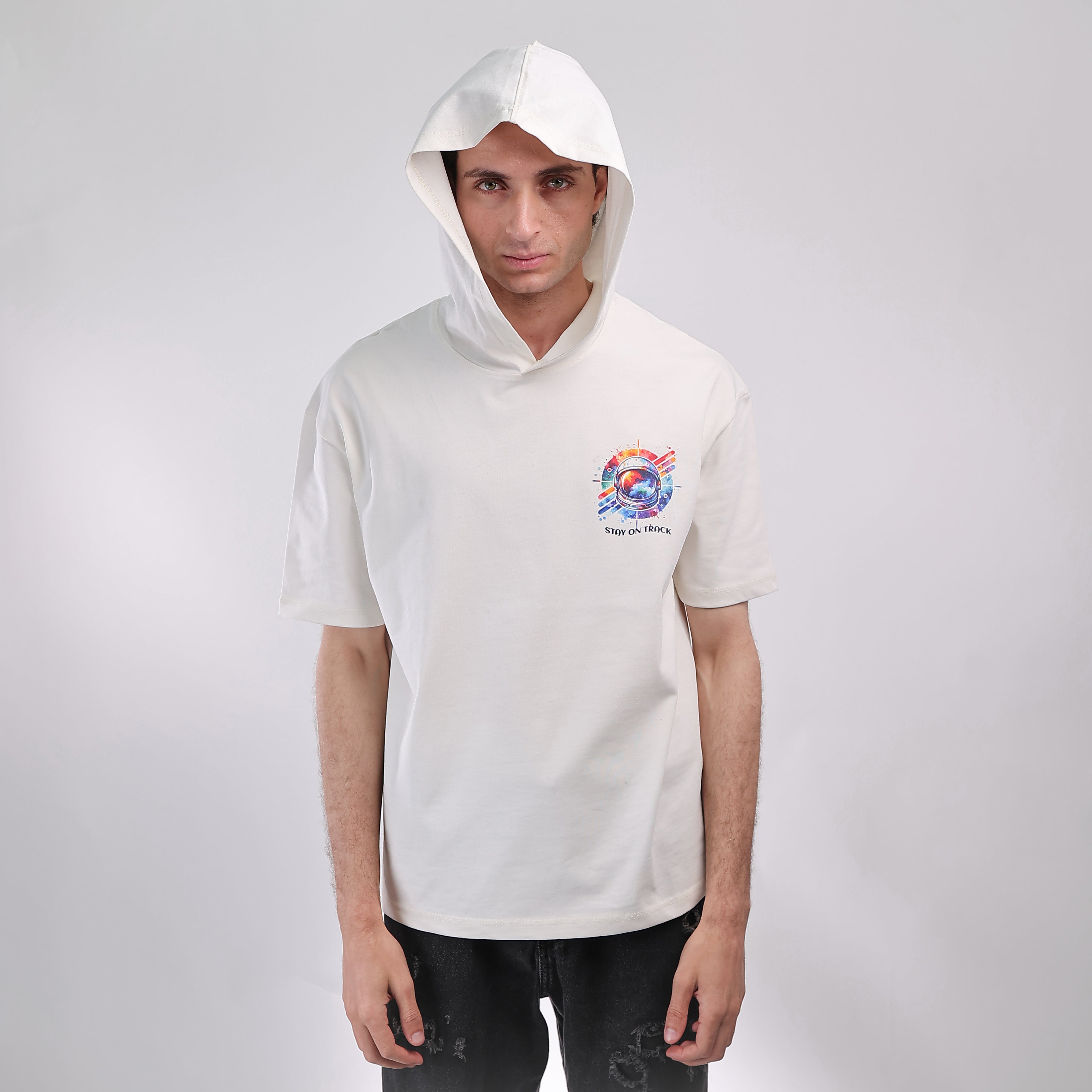 Hooded T-shirt White Stay On Track