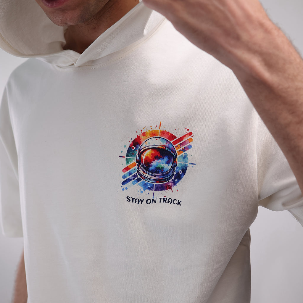Hooded T-shirt White Stay On Track