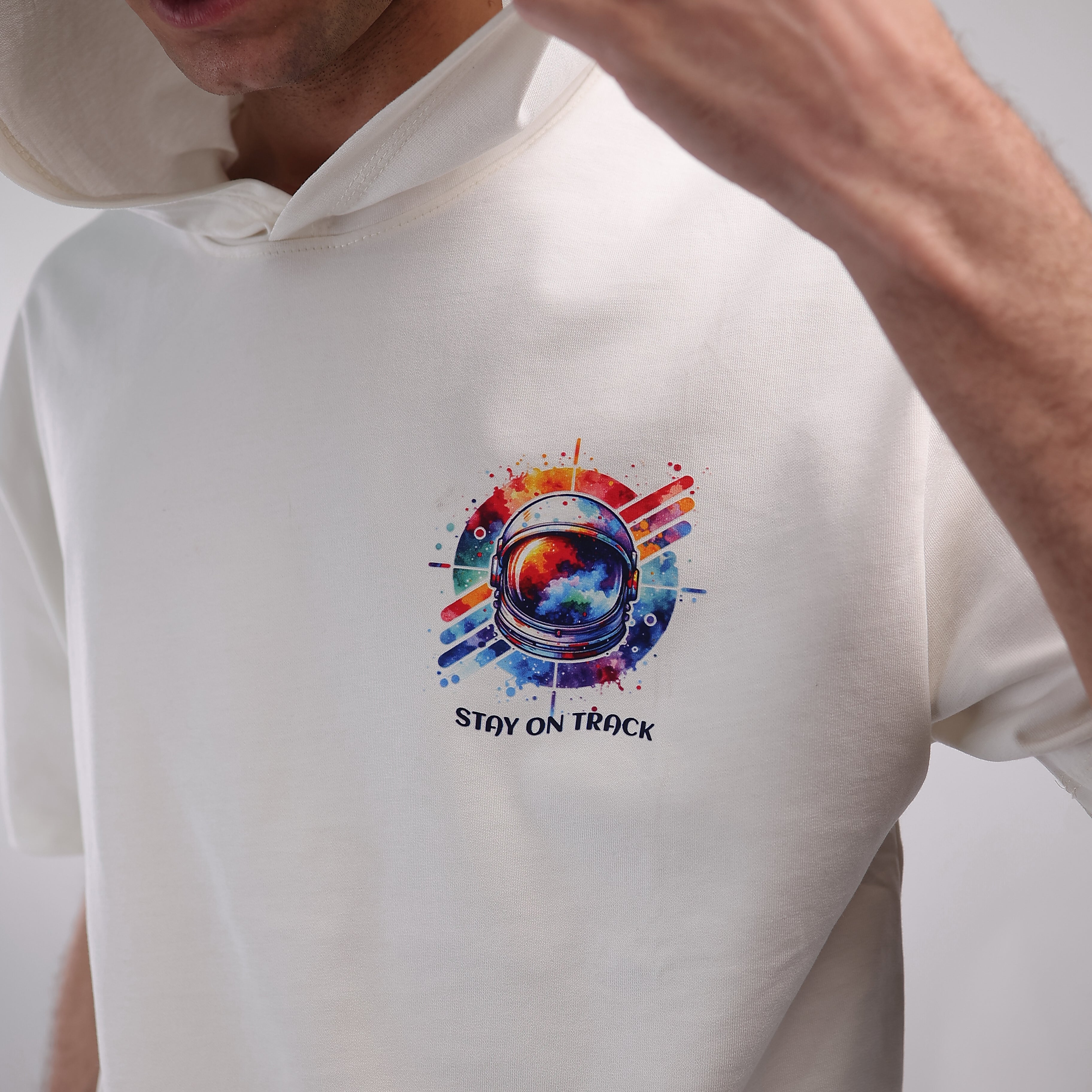 Hooded T-shirt White Stay On Track