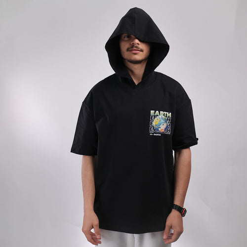 Hooded T-shirt Black Earth
