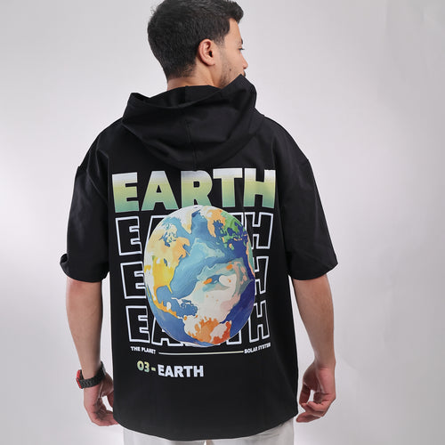 Hooded T-shirt Black Earth
