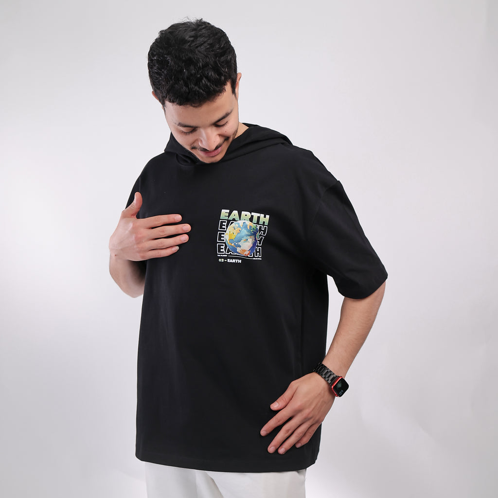 Hooded T-shirt Black Earth