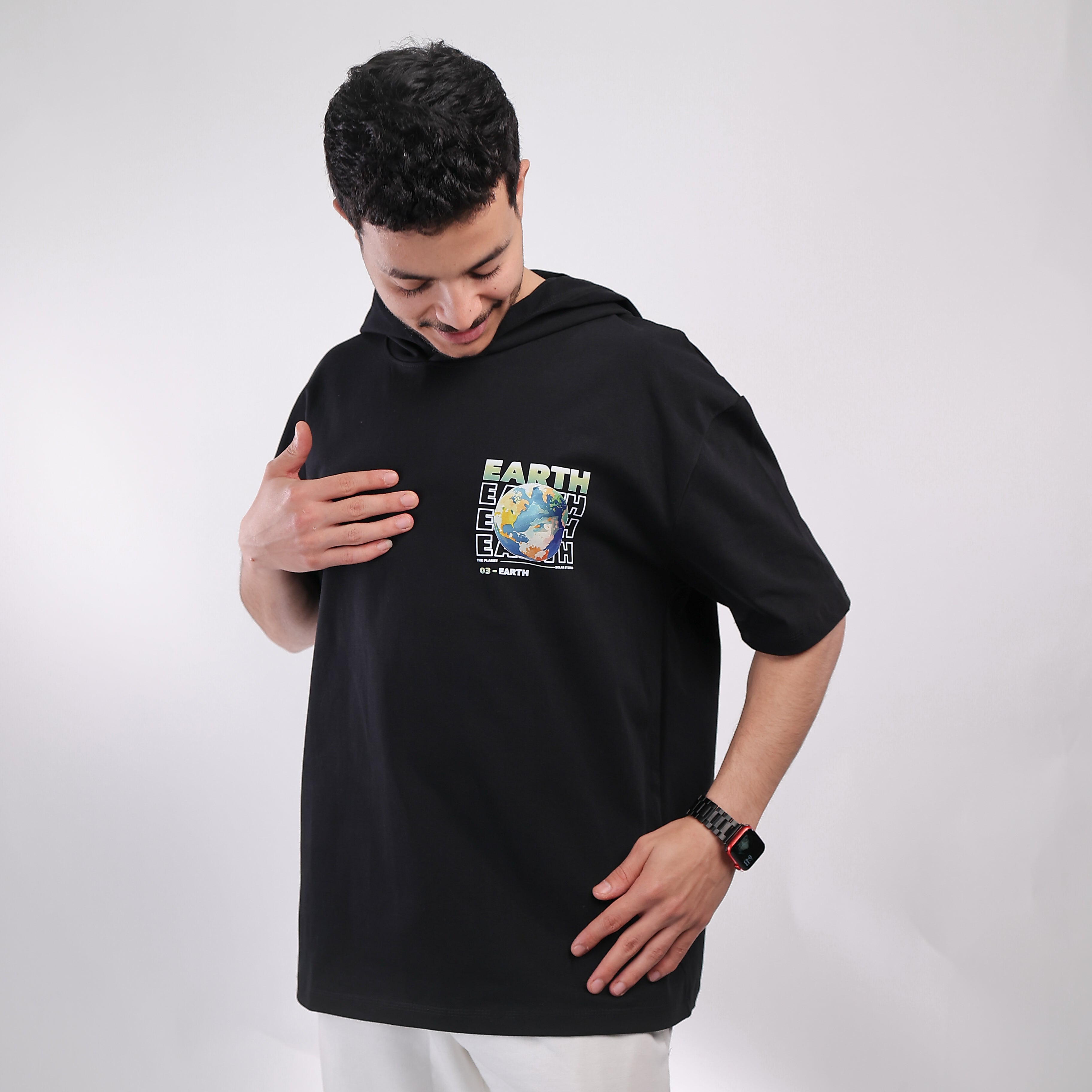 Hooded T-shirt Black Earth