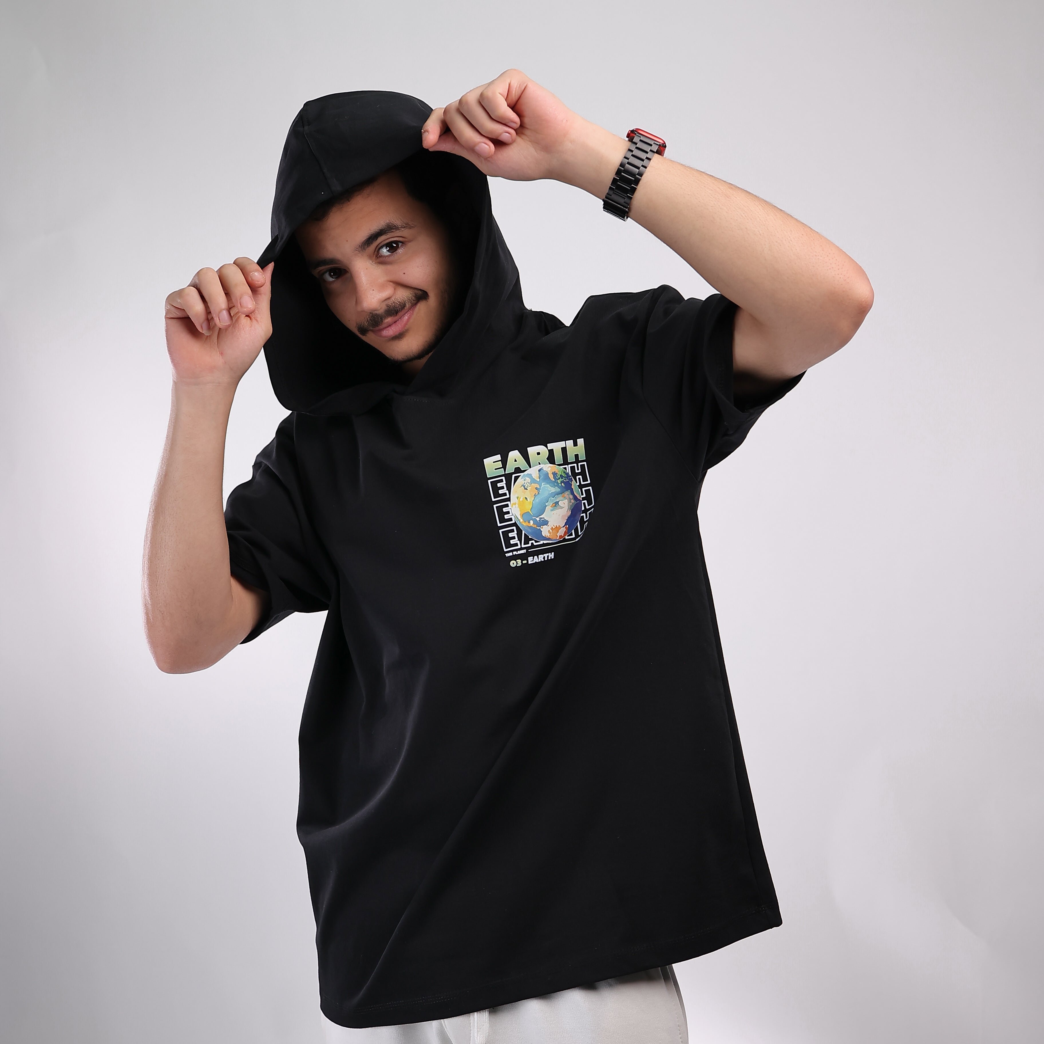 Hooded T-shirt Black Earth