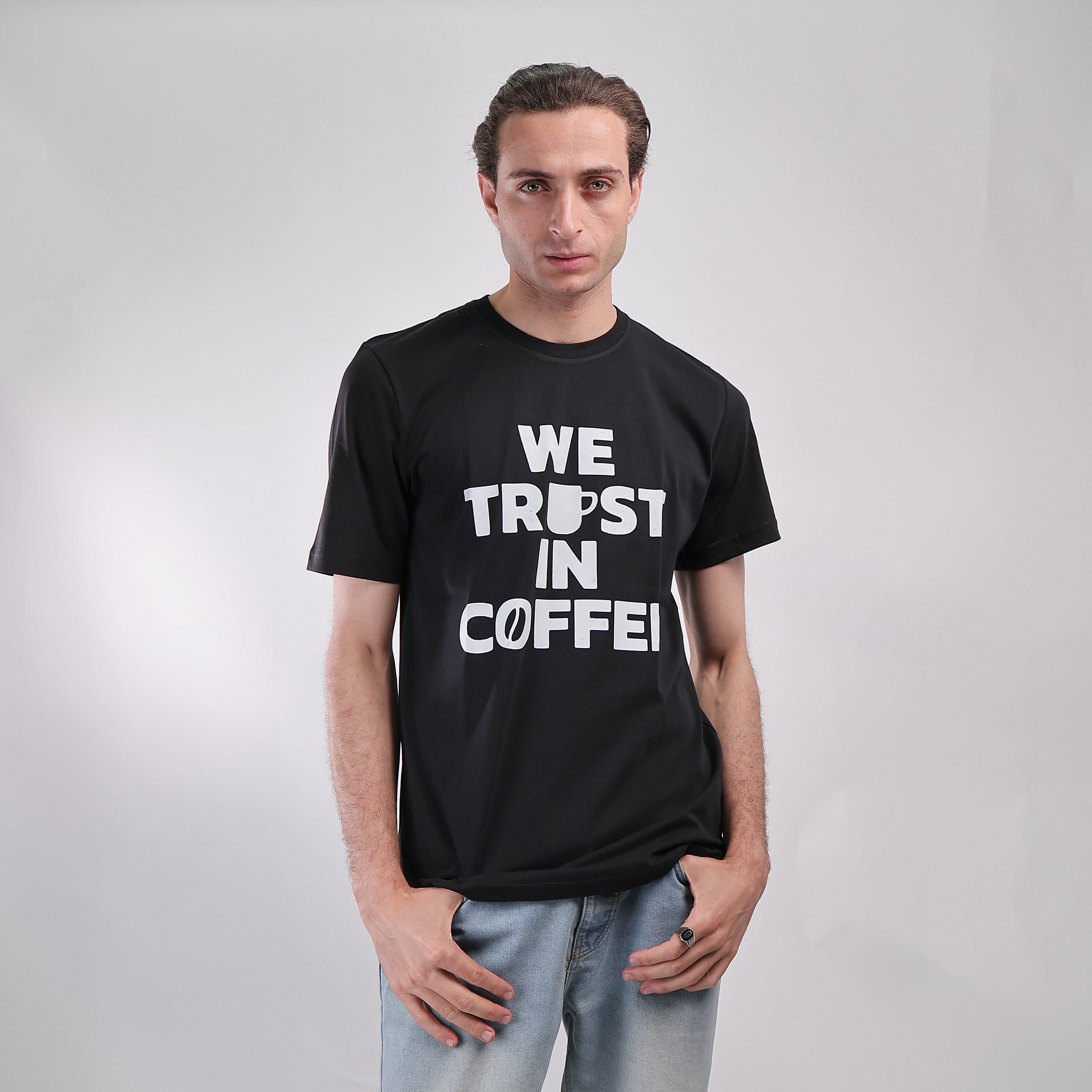 Slim T-shirt Black We Trust In Coffee