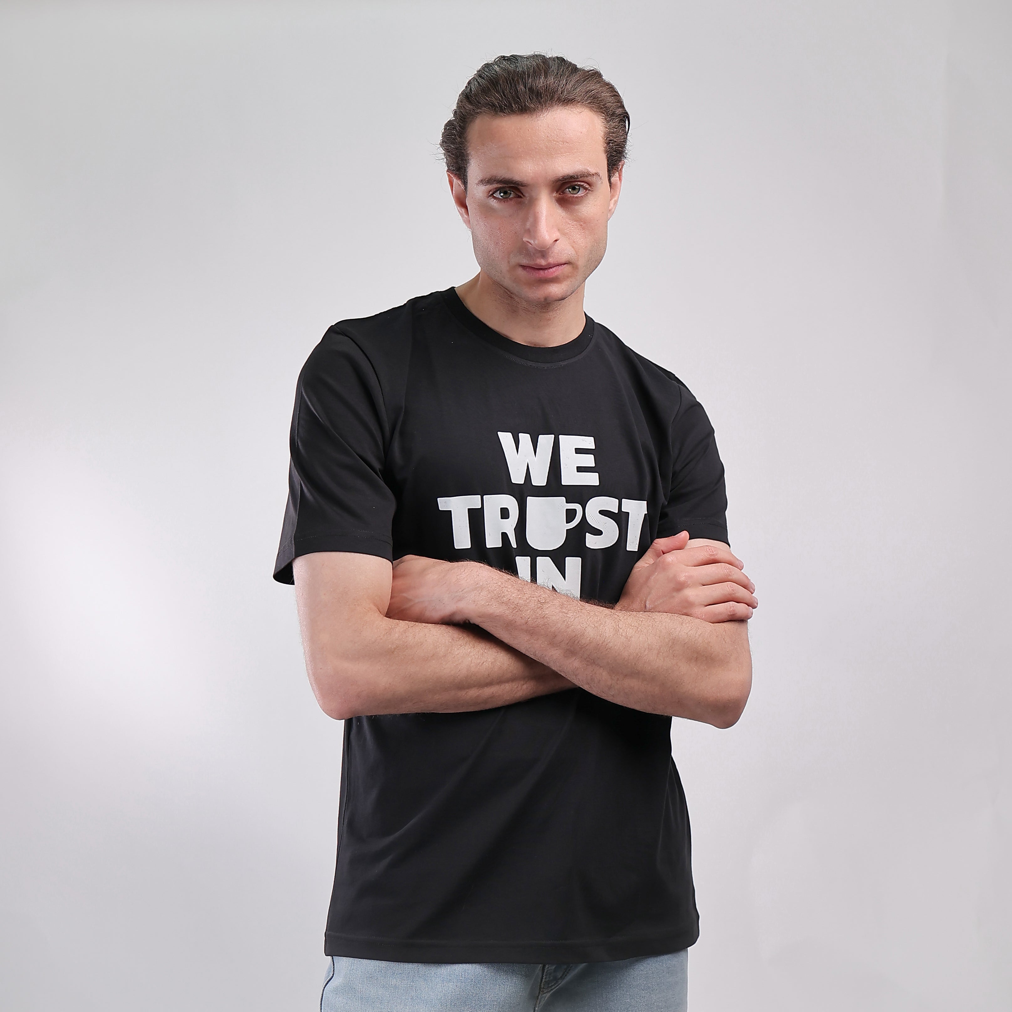 Slim T-shirt Black We Trust In Coffee