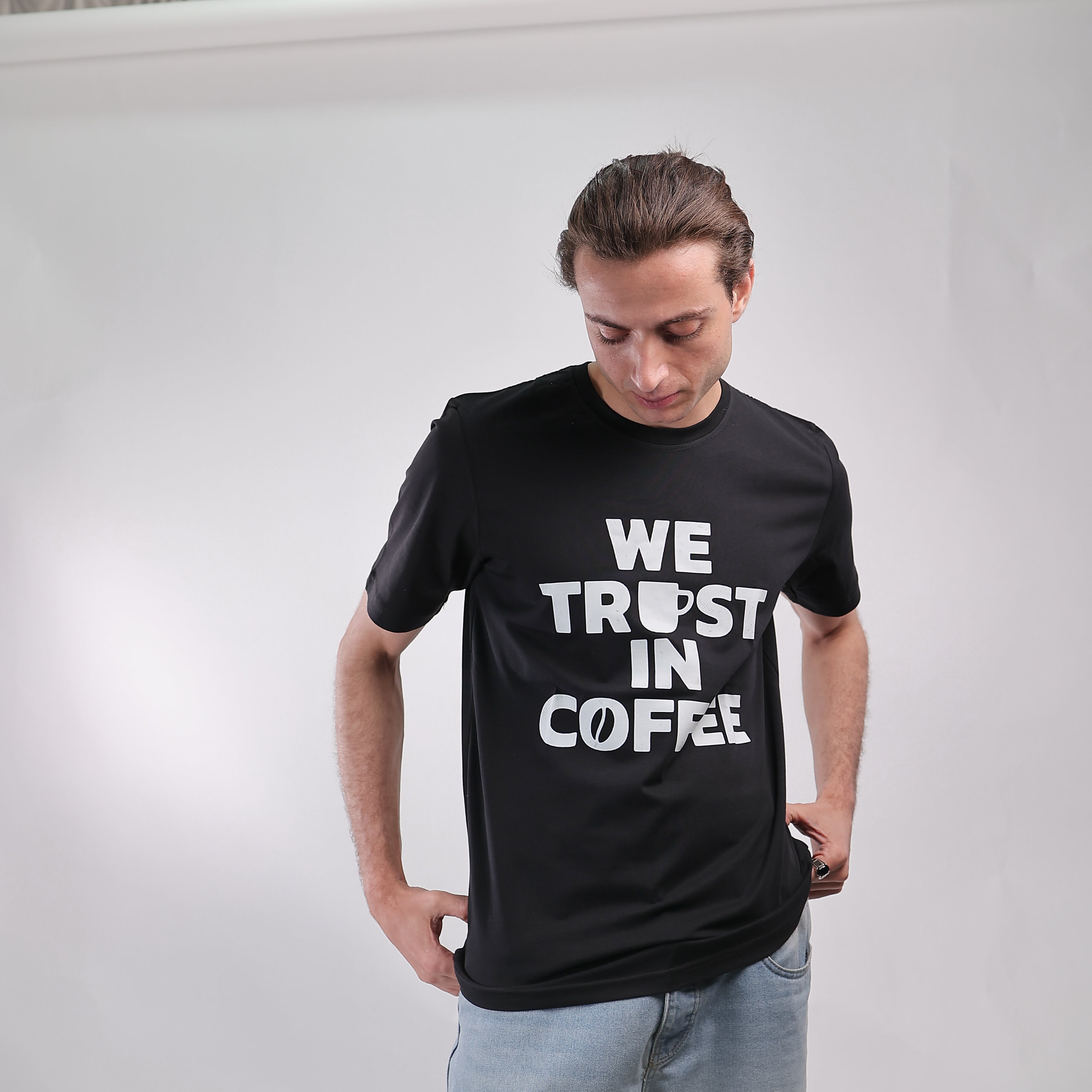 Slim T-shirt Black We Trust In Coffee