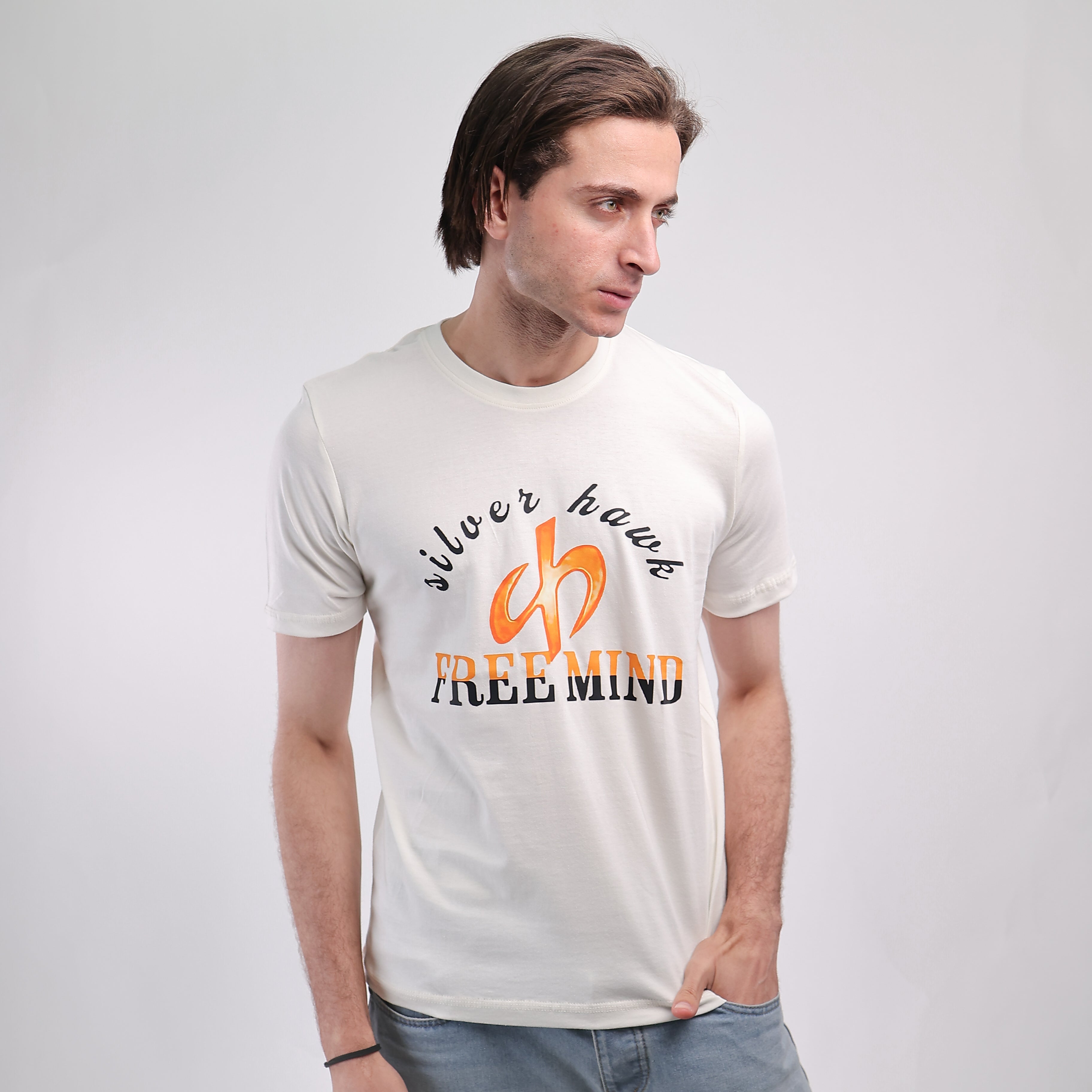 Slim T-shirt White Free Mind