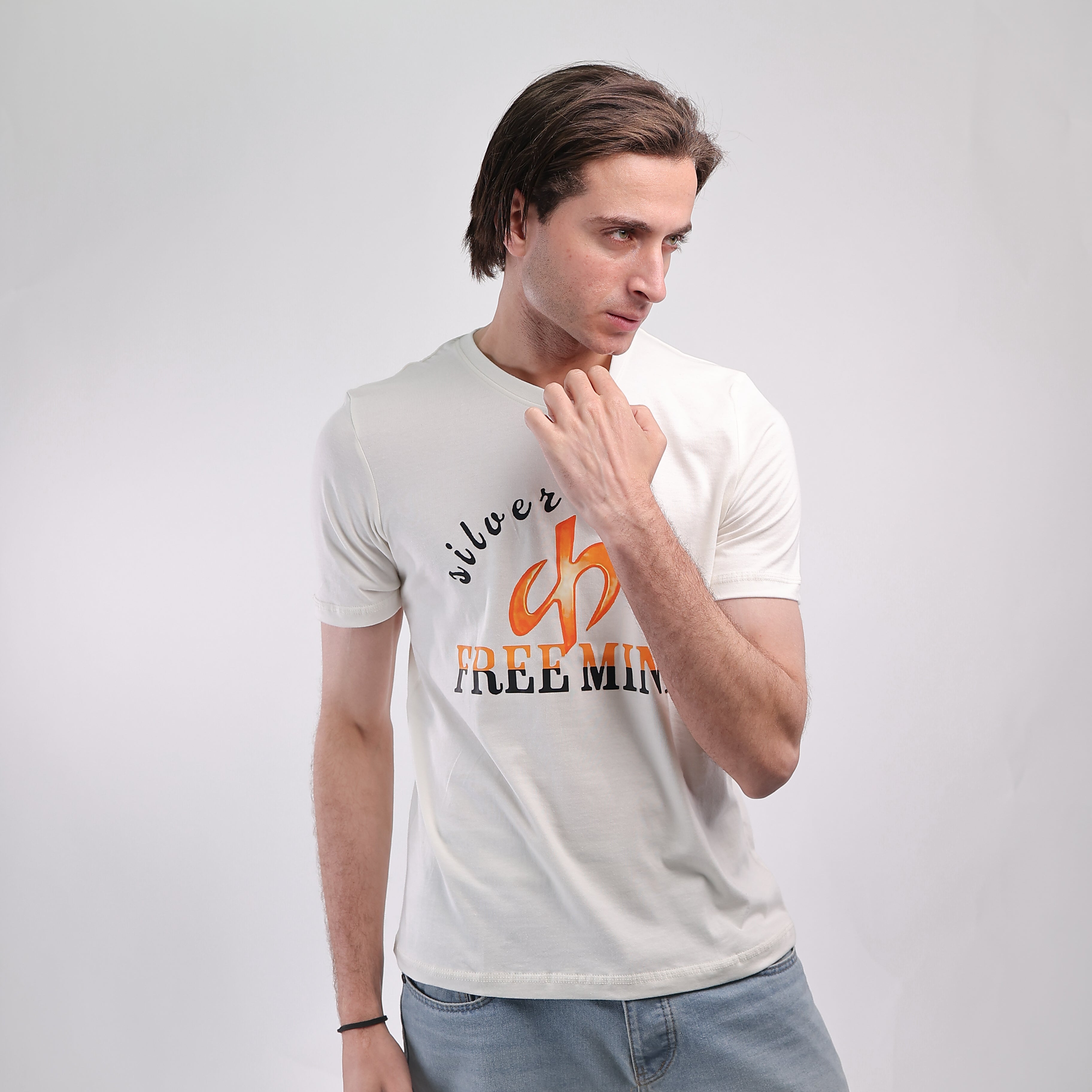 Slim T-shirt White Free Mind
