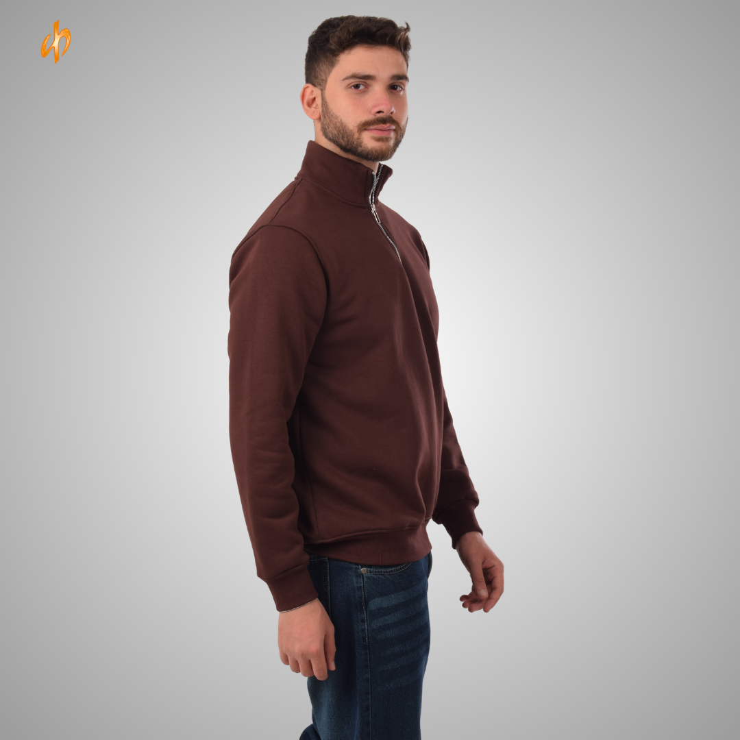 Sweatshirt Half-Zip Brown