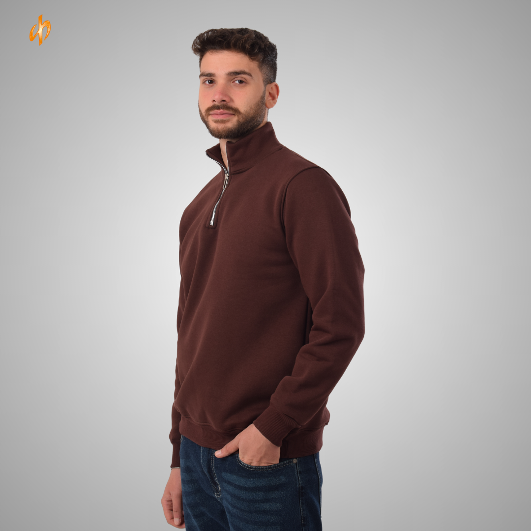 Sweatshirt Half-Zip Brown