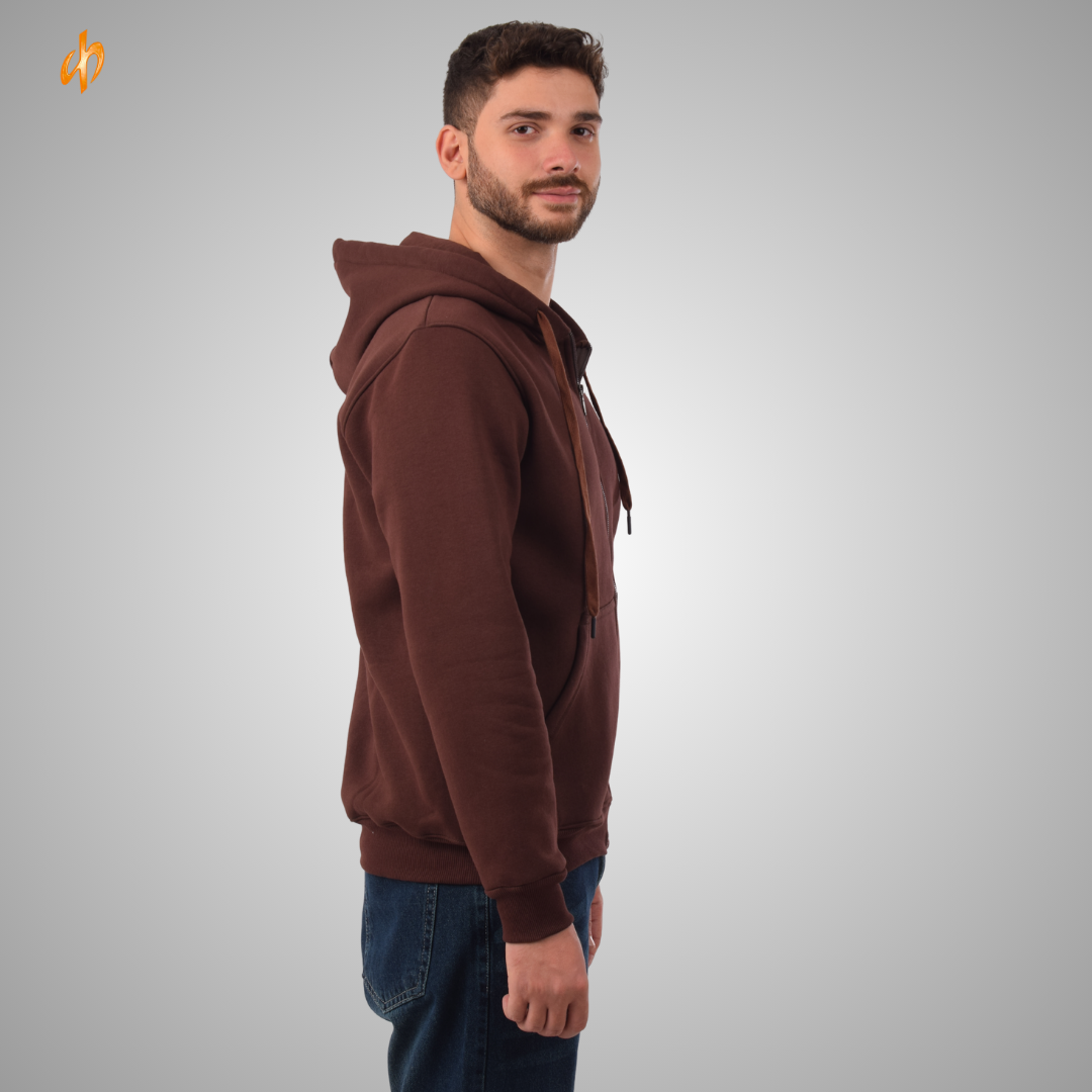 Sweatshirt Zip-Up Hoodie Brown