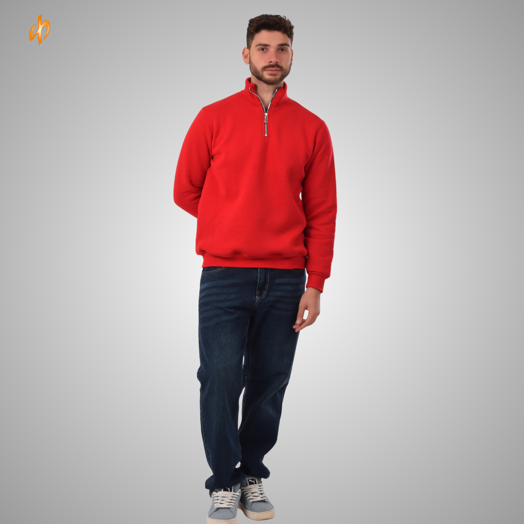 Sweatshirt Half-Zip Red