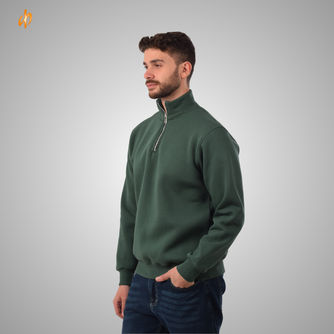 Sweatshirt Half-Zip Olive