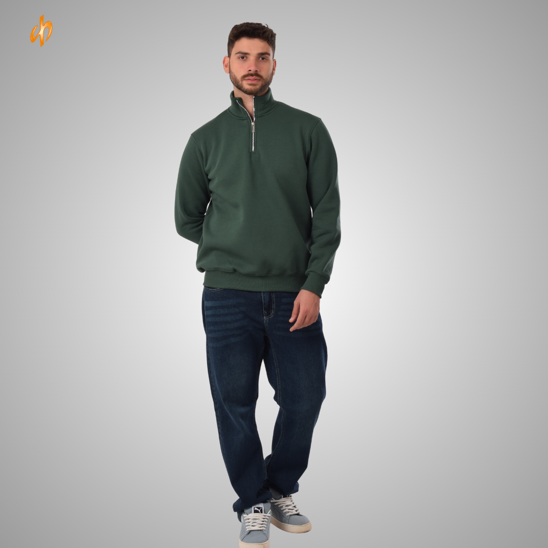 Sweatshirt Half-Zip Olive