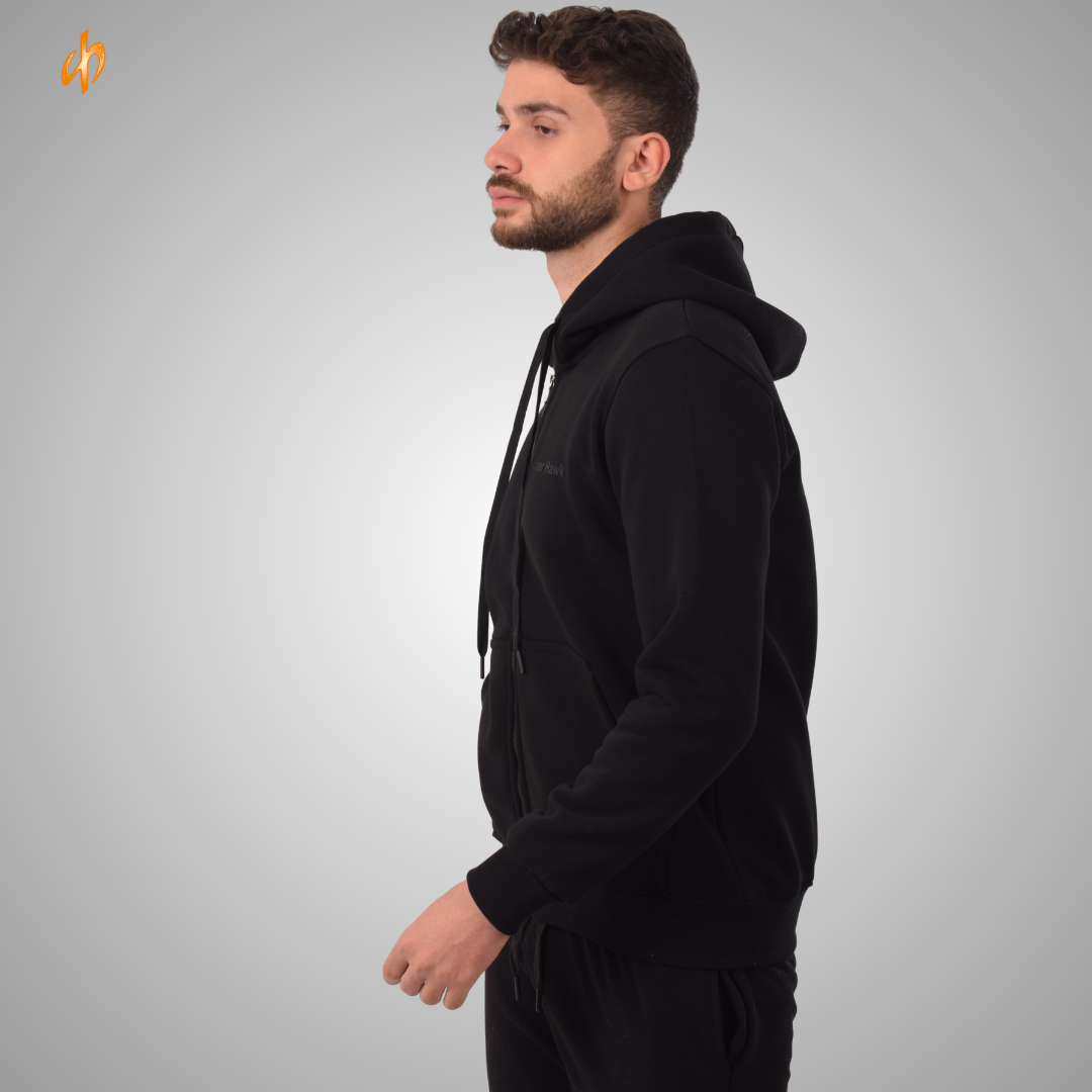 Sweatshirt Zip-Up Hoodie Black silver Hawk