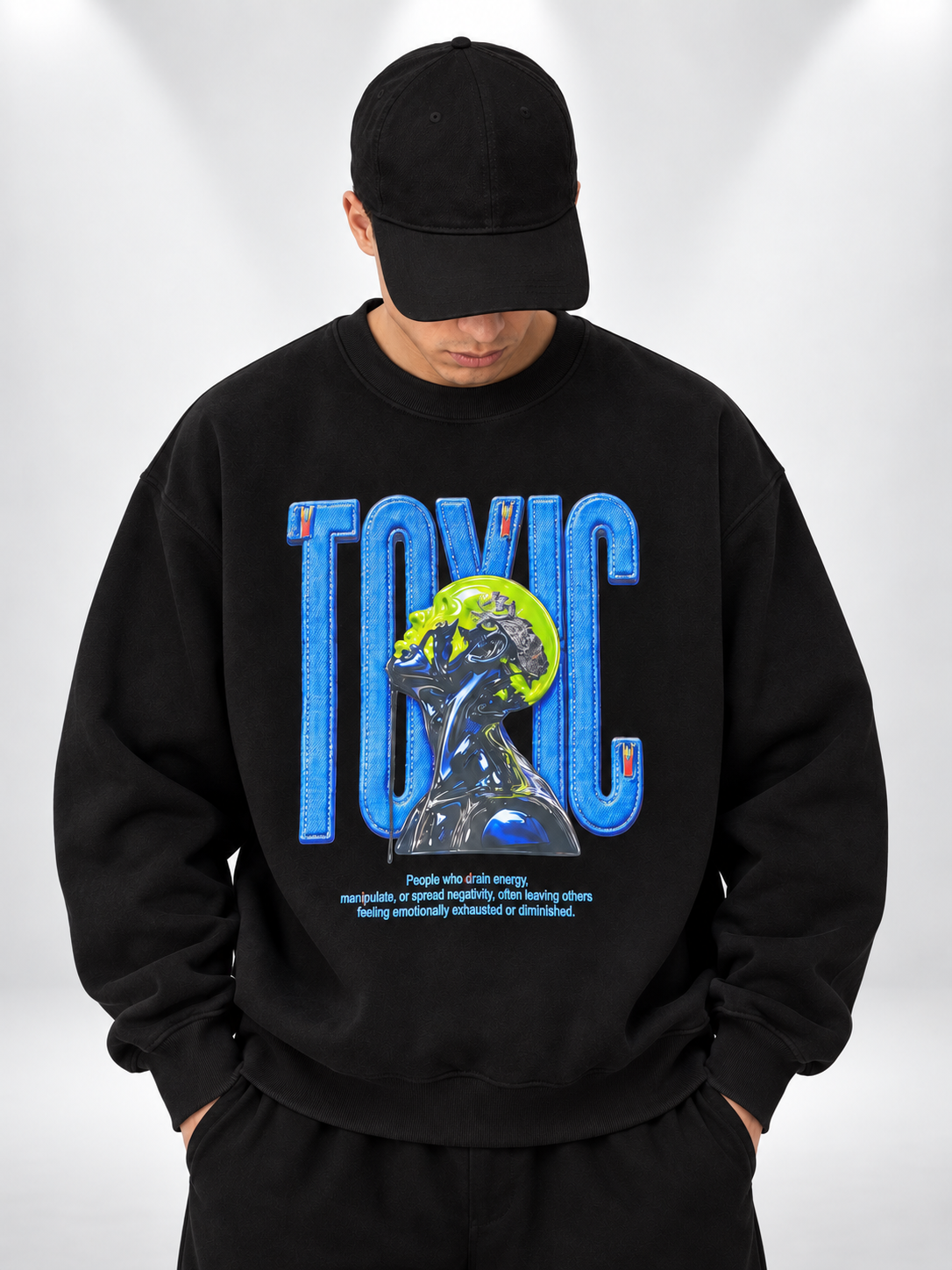 Sweatshirt Round Oversize Black Toxic