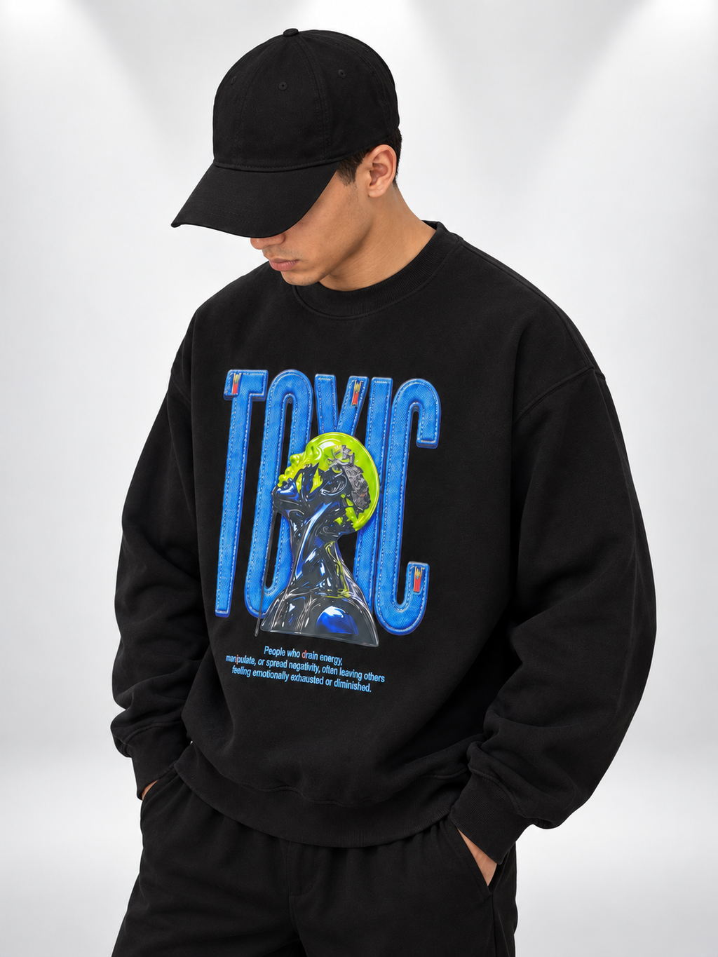 Sweatshirt Round Oversize Black Toxic