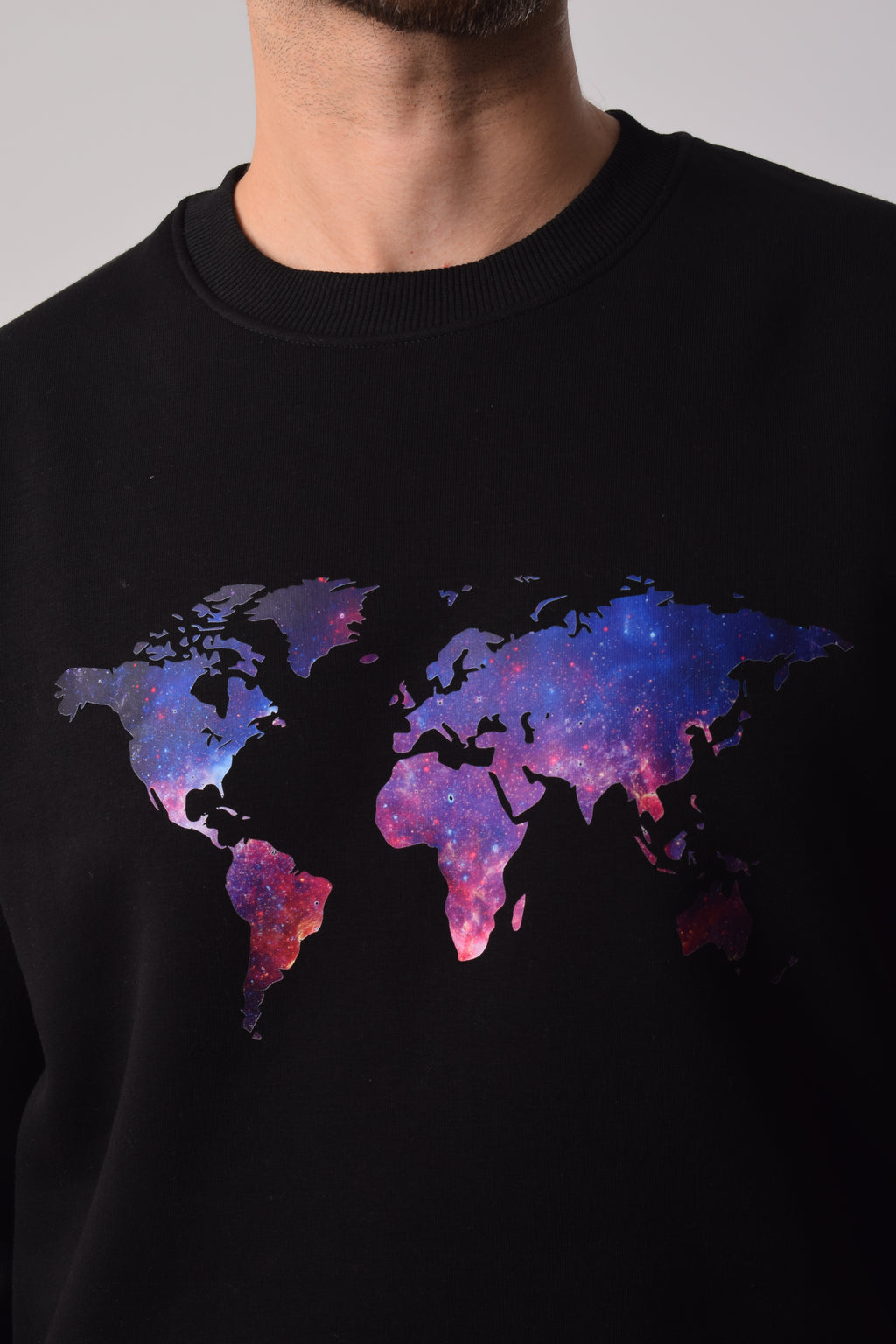Sweatshirt Round Black Galaxy