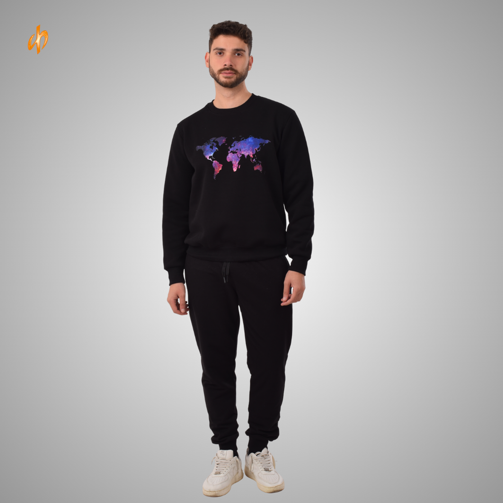 Sweatshirt Round Black Galaxy