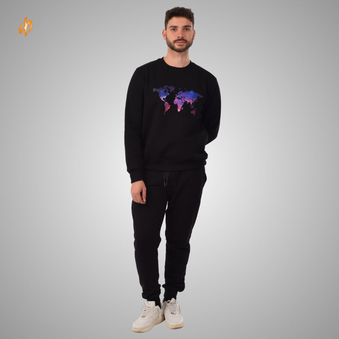 Sweatshirt Round Black Galaxy