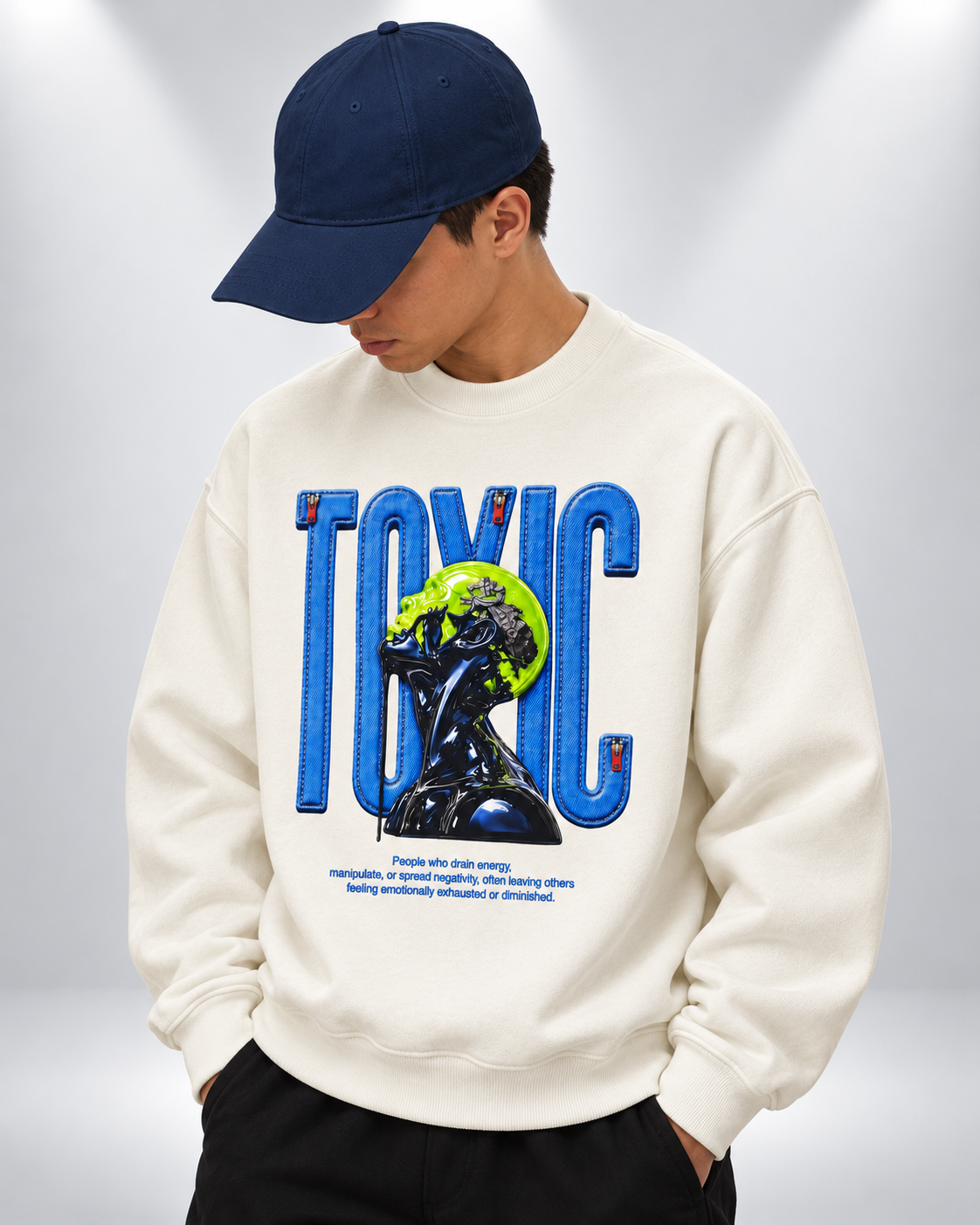 Sweatshirt Round Oversize Ivory Toxic