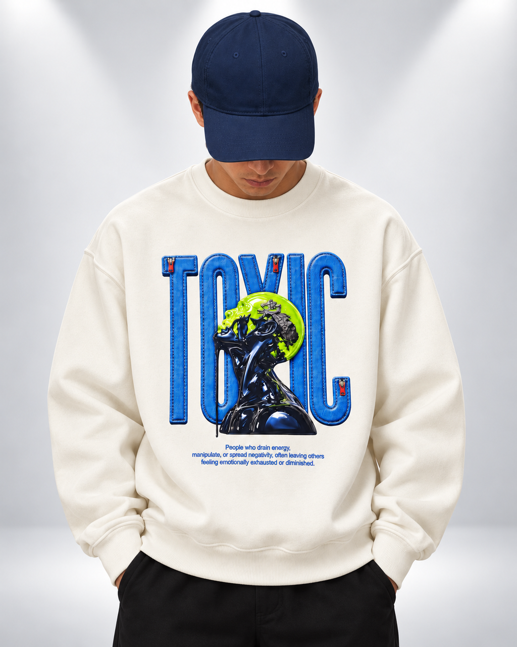 Sweatshirt Round Oversize Ivory Toxic