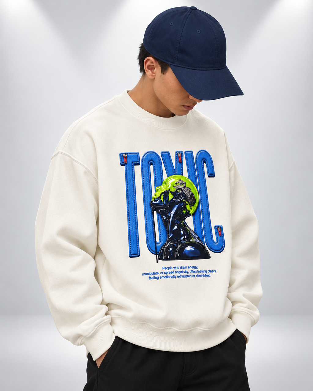 Sweatshirt Round Oversize Ivory Toxic